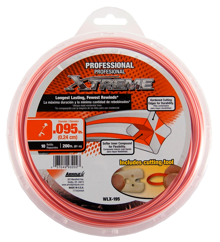 ARNOLD XTREME Arnold Xtreme Professional WLX-195 Trimmer Line, 0.095 in Dia, 200 ft L, Monofilament OUTDOOR LIVING & POWER EQUIPMENT ARNOLD XTREME