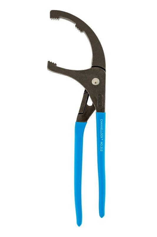 CHANNELLOCK Channellock 212 Oil Filter Plier, 12 in OAL, 4-1/4 in Jaw Opening, Blue Handle, Comfort-Grip Handle, 2-1/2 in L Jaw