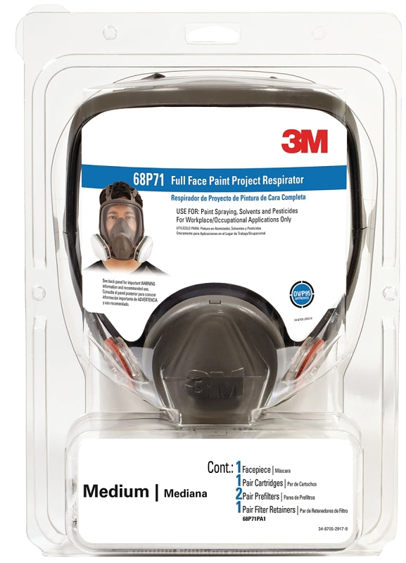3M 3M TEKK Protection 68P71PA1-A/68P71 Full Face Paint Respirator, M Mask, P95 Filter Class, Black