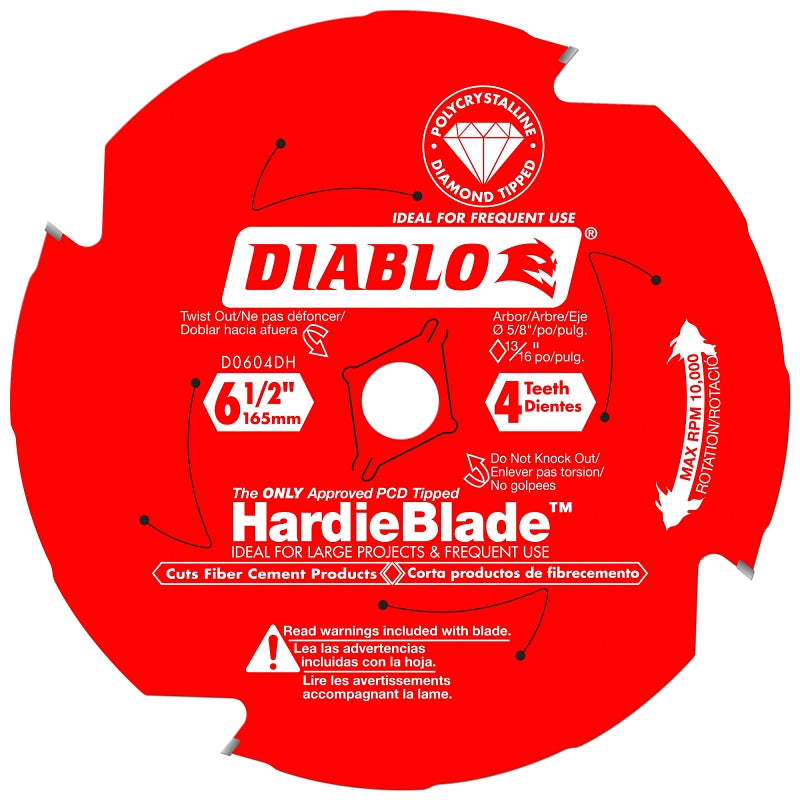 DIABLO Diablo D0604DH Circular Saw Blade, 6-1/2 in Dia, 5/8 in Arbor, 4-Teeth, Polycrystalline Diamond Cutting Edge TOOLS DIABLO