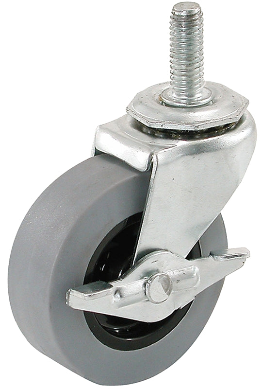 SHEPHERD Shepherd Hardware 3264 Swivel Caster with Brake, 2 in Dia Wheel, 0.84 in W Wheel, TPR Wheel, Gray, 80 lb HARDWARE & FARM SUPPLIES SHEPHERD