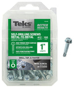 TEKS Teks 21340 Screw, #12 Thread, 1 in L, Coarse Thread, Hex Drive, Self-Drilling, Self-Tapping Point, Steel, Zinc, 100 PK HARDWARE & FARM SUPPLIES TEKS