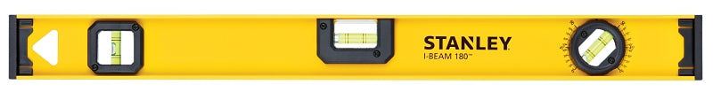 STANLEY STANLEY 42-324 I-Beam Level, 24 in L, 3-Vial, 1-Hang Hole, Non-Magnetic, Aluminum, Black/Yellow