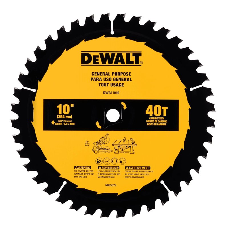 DEWALT DEWALT DWA11040 General-Purpose Circular Saw Blade, 10 in Dia, 5/8 in Arbor, 40-Teeth, Wood Cutting Edge TOOLS DEWALT