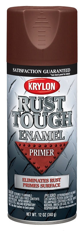 KRYLON Krylon Rust Tough K09204007 Preventative Primer, Ruddy Brown, Flat/Matte, 12 oz