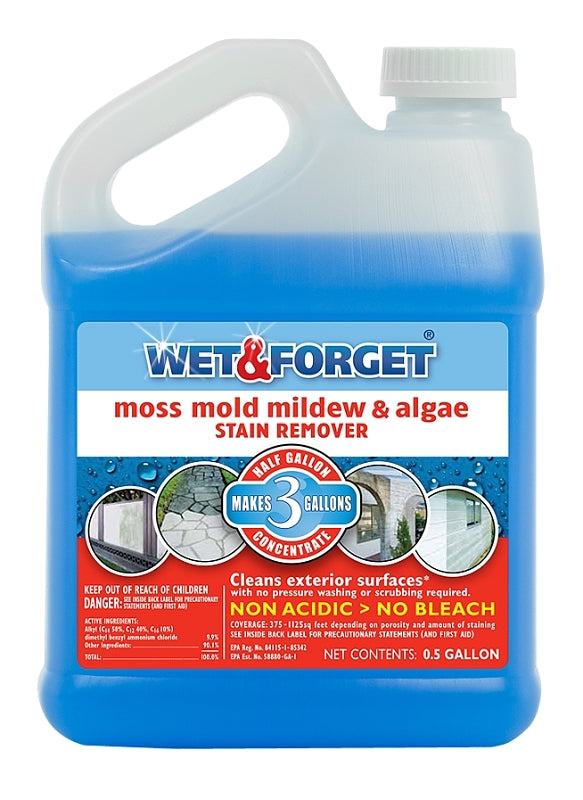 WET & FORGET Wet & Forget 800003 Stain Remover, 0.5 gal, Slight Almond, Blue