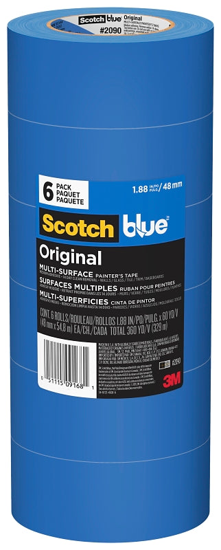 SCOTCH BLUE ScotchBlue 2090-48A-CP Painter's Tape, 60 yd L, 1.88 in W, 5 mil Thick, Crepe Paper Backing, Blue PAINT SCOTCH BLUE