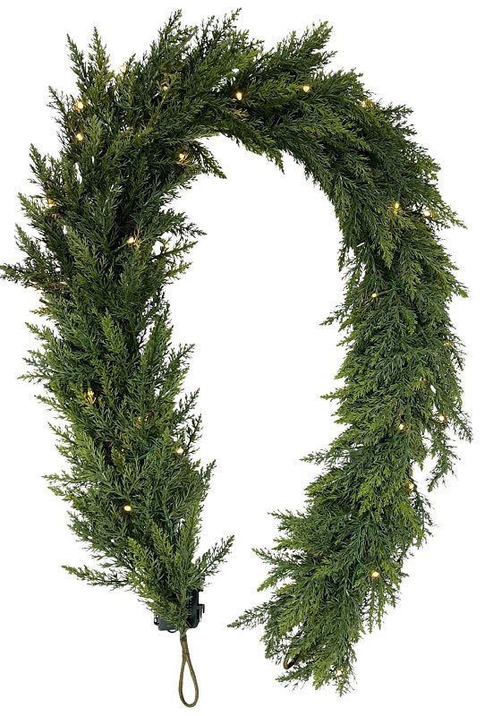 SANTAS FOREST Santas Forest 35002 Cedar Garland Pre-Lit, 6 ft L