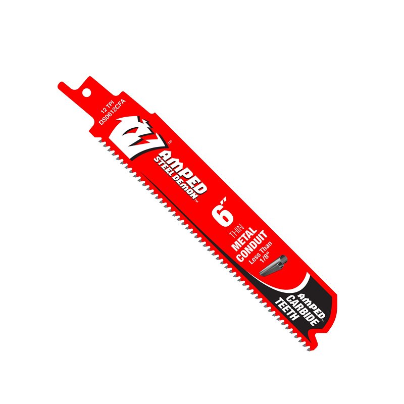 DIABLO Diablo AMPED Steel Demon DS0612CFA Reciprocating Saw Blade, 6 in L, 12 TPI, Carbide Cutting Edge