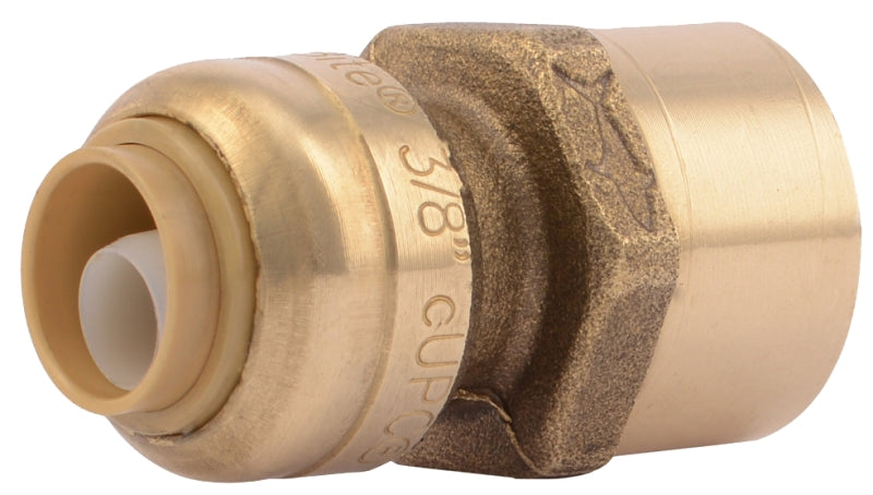 SHARKBITE SharkBite U070LFA Pipe Connector, 3/8 x 1/2 in, FNPT, Brass, 200 psi Pressure PLUMBING, HEATING & VENTILATION SHARKBITE