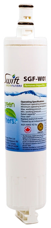 SWIFT GREEN FILTERS Swift Green Filters SGF-W01 Refrigerator Water Filter, 0.5 gpm, Coconut Shell Carbon Block Filter Media