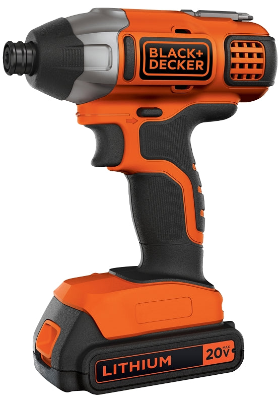 BLACK & DECKER Black+Decker BDCI20C Impact Driver, Battery Included, 20 V, 1.5 Ah, 1/4 in Drive, Hex Drive, 3900 ipm
