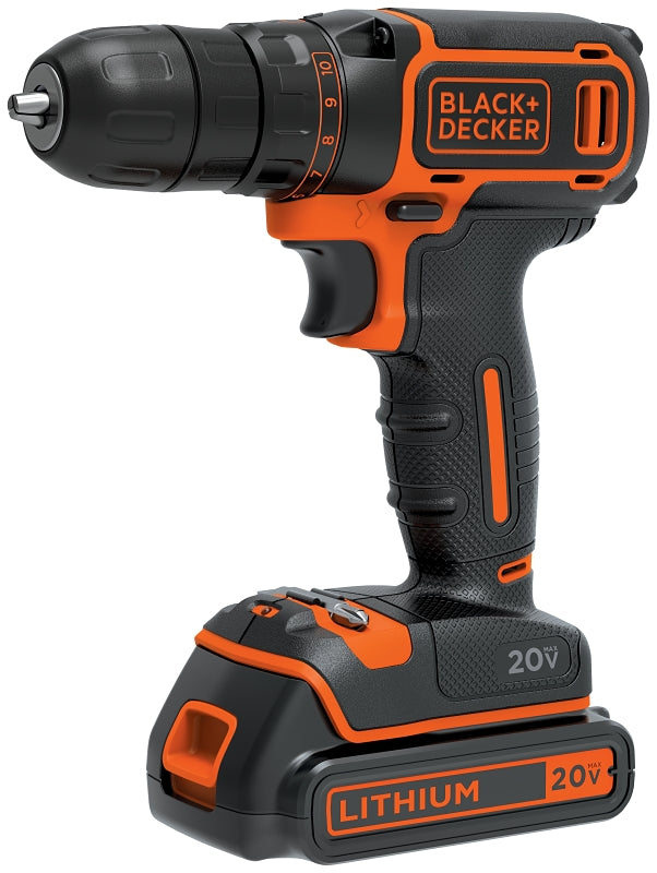 BLACK & DECKER Black+Decker BDCDD120C Drill/Driver, Battery Included, 20 V, 1.5 Ah, 3/8 in Chuck, Keyless Chuck