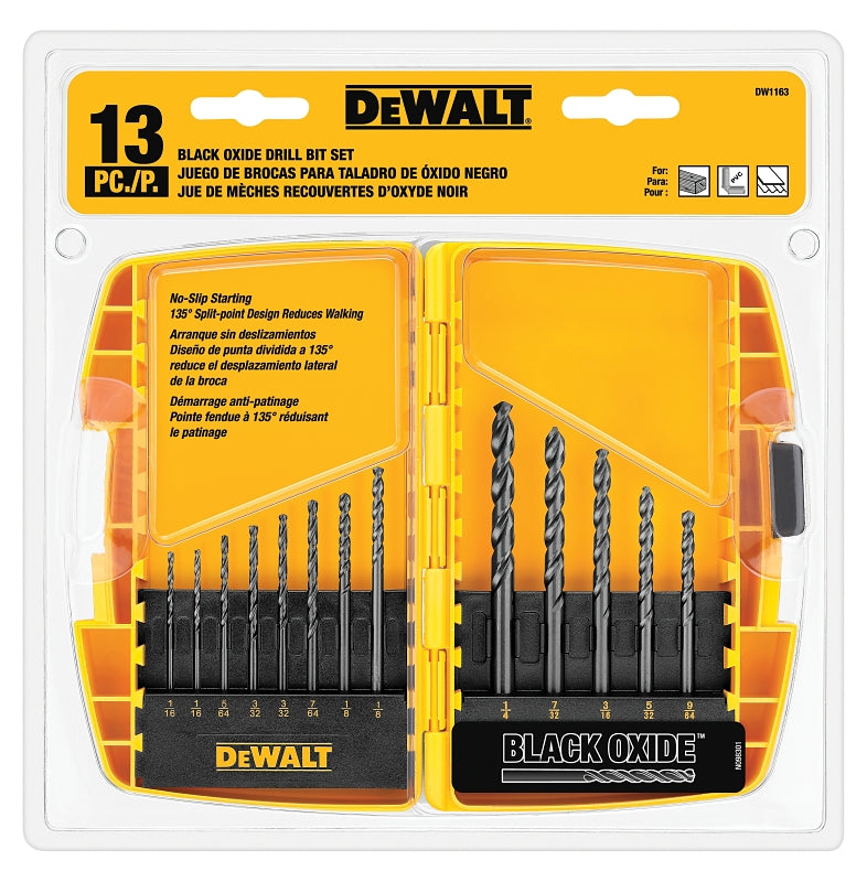 DEWALT DEWALT DW1163 Drill Bit Set, 13-Piece, Black Oxide TOOLS DEWALT