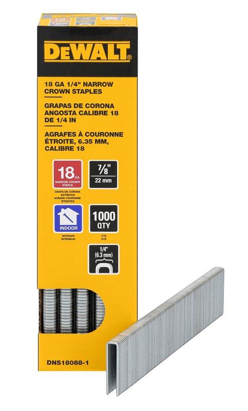 DEWALT DEWALT DNS18088-1 Narrow Crown Staple, 1/4 in W Crown, 7/8 in L Leg, 18 ga, Galvanized HARDWARE & FARM SUPPLIES DEWALT