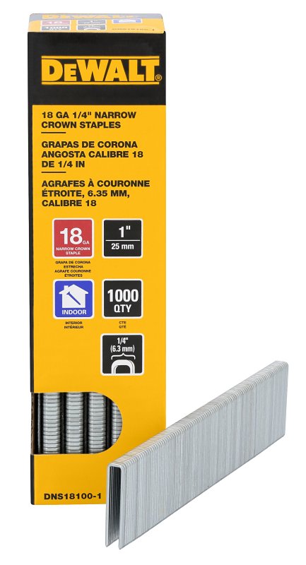 DEWALT DEWALT DNS18100-1 Narrow Crown Staple, 1/4 in W Crown, 1 in L Leg, 18 ga, Galvanized HARDWARE & FARM SUPPLIES DEWALT