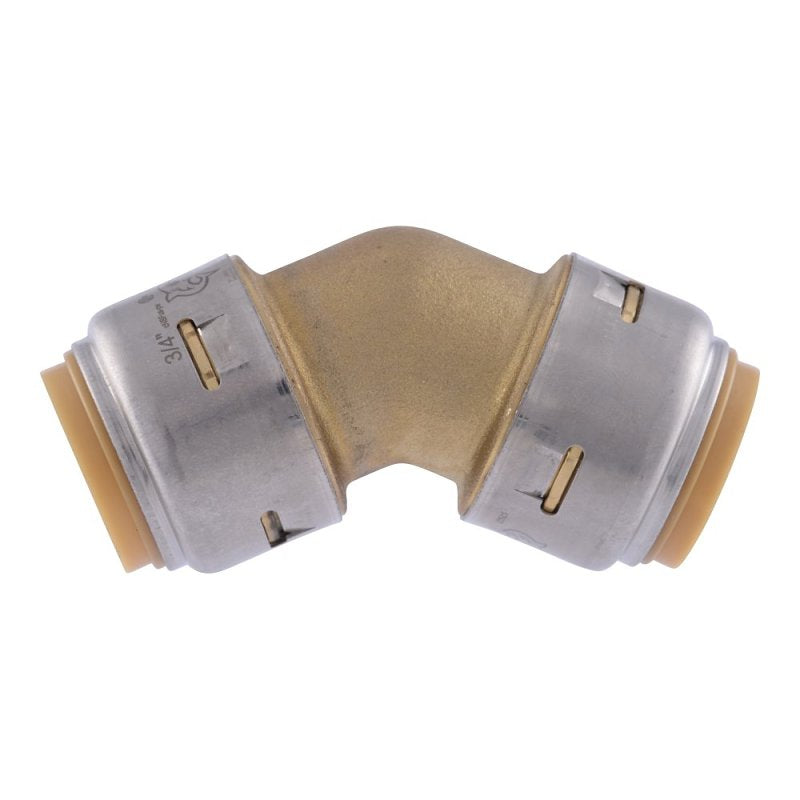 SHARKBITE SharkBite UR656A Pipe Elbow, 3/4 in, 45 deg Angle, Brass, 200 psi Pressure PLUMBING, HEATING & VENTILATION SHARKBITE