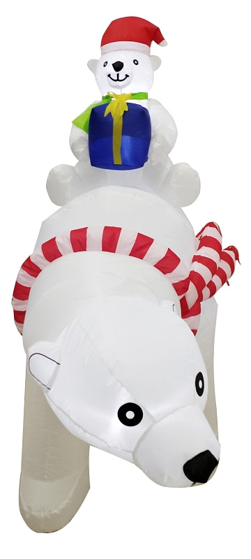 SANTAS FOREST Santas Forest 90704 Inflatable Polar Bears, 6.5 ft H, Polyester, Blue/Red/White HOLIDAY & PARTY SUPPLIES SANTAS FOREST