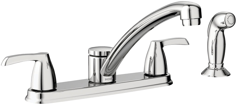 MOEN Moen Adler Series 87046 Kitchen Faucet, 1.5 gpm, 2-Handle, Stainless Steel, Chrome-Plated, Deck, Low-Arc Spout PLUMBING, HEATING & VENTILATION MOEN