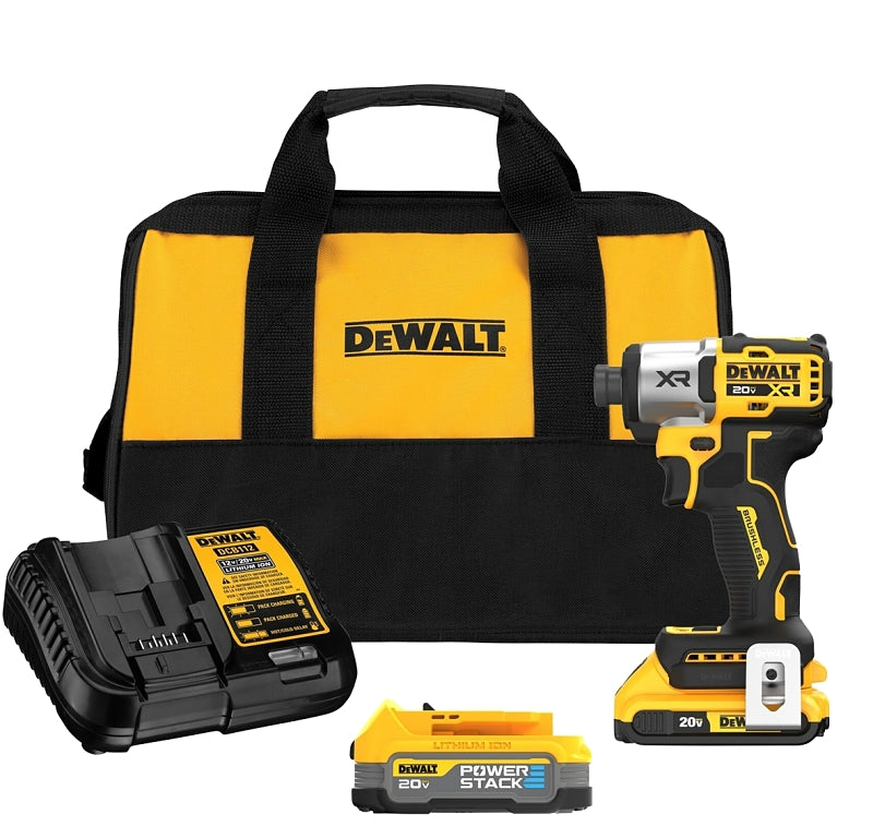 DEWALT DEWALT XR Series DCF845D1E1 Impact Driver Kit, Battery Included, 20 V, 2 Ah, 1/4 in Drive, 4200 ipm, 3400 rpm Speed