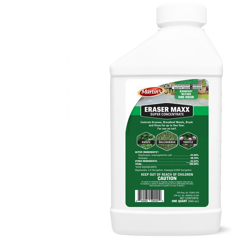 MARTIN'S Martin's ERASER MAX 82002488 Weed Killer, Liquid, Clear Yellow, 1 qt Bottle LAWN & GARDEN MARTIN'S
