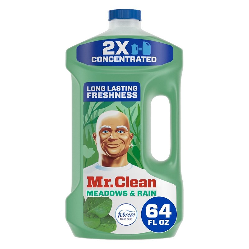 MR. CLEAN Mr Clean 07256 Cleaner, 64 oz Bottle, Liquid, Febreze Meadows, Rain