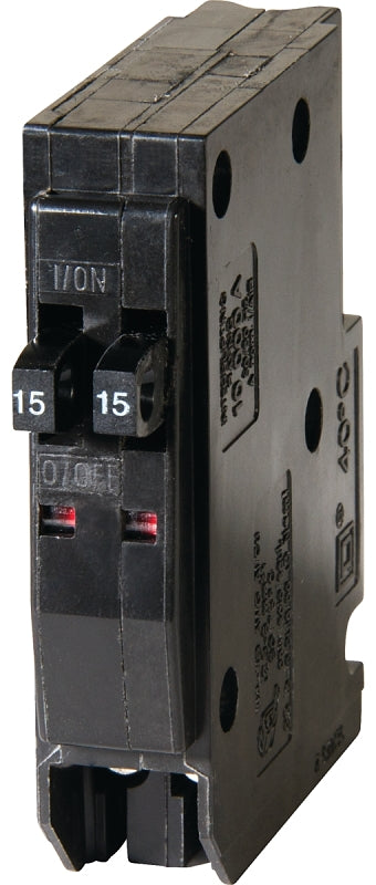 SQUARE D Square D QO QO1515CP Circuit Breaker, Mini, Tandem, 15 A, 1 -Pole, 120/240 V, Fixed Trip, Plug Mounting