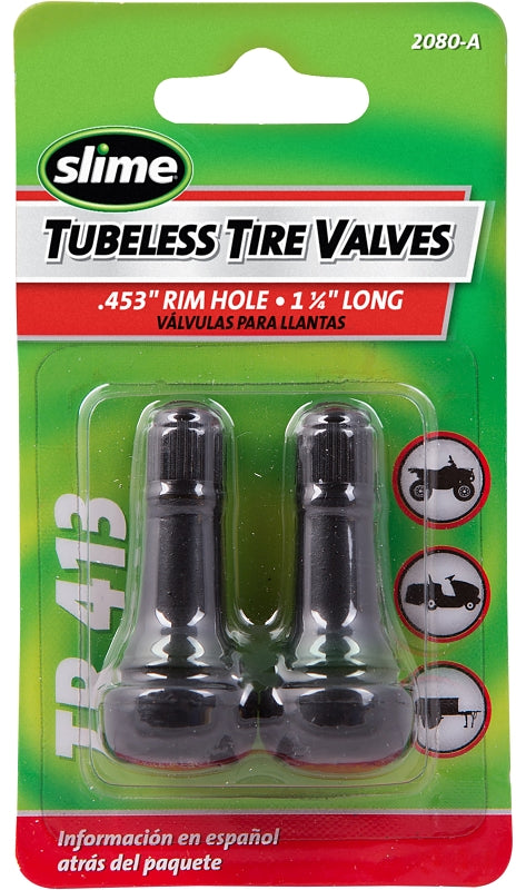 SLIME Slime 2080-A Tubeless Tire Valve, Rubber, 2 PK, For: TR413 Tires AUTOMOTIVE SLIME