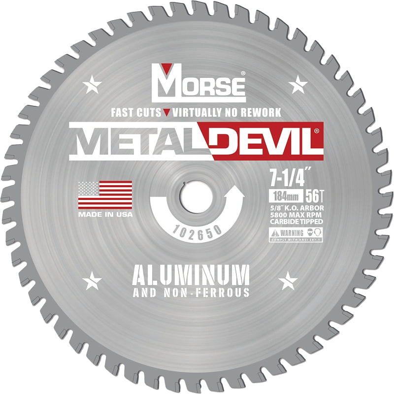 MORSE Morse Metal Devil 102650 Circular Saw Blade, 7-1/4 in Dia, 5/8 in Arbor, 56-Teeth TOOLS MORSE