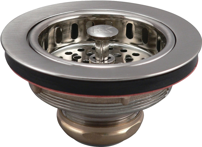 KEENEY Keeney K5445DSBN Basket Strainer with Ground Joint Drop Post, 4.512 in Dia, Brass, Brushed Nickel, 3.321 in Mesh PLUMBING, HEATING & VENTILATION KEENEY