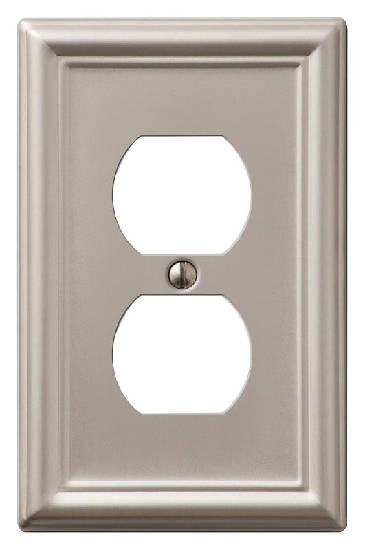 AMERELLE AmerTac Chelsea 149DBN Outlet Wallplate, 4-7/8 in L, 3-1/8 in W, 1 -Gang, Steel, Brushed Nickel, Wall Mounting