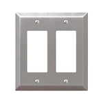 AMERELLE AmerTac Century Series 163RRBN Wallplate, Double Rocker, 4-15/16 in L, 4-9/16 in W, 2-Gang, Steel, Brushed Nickel ELECTRICAL AMERELLE
