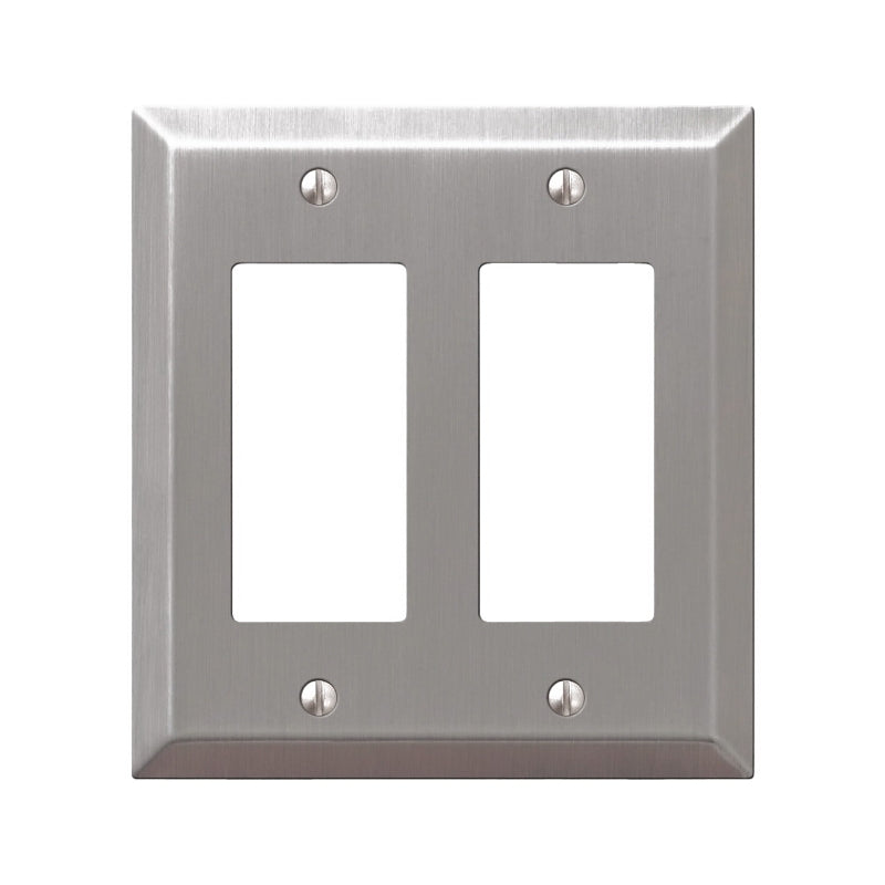 AMERELLE AmerTac Century Series 163RRBN Wallplate, Double Rocker, 4-15/16 in L, 4-9/16 in W, 2-Gang, Steel, Brushed Nickel ELECTRICAL AMERELLE