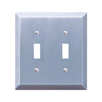 AMERELLE Amerelle 163TTBN Wallplate, 4-15/16 in L, 4-9/16 in W, 2 -Gang, Steel, Brushed Nickel ELECTRICAL AMERELLE