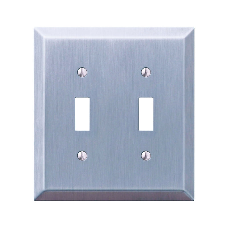 AMERELLE Amerelle 163TTBN Wallplate, 4-15/16 in L, 4-9/16 in W, 2 -Gang, Steel, Brushed Nickel ELECTRICAL AMERELLE