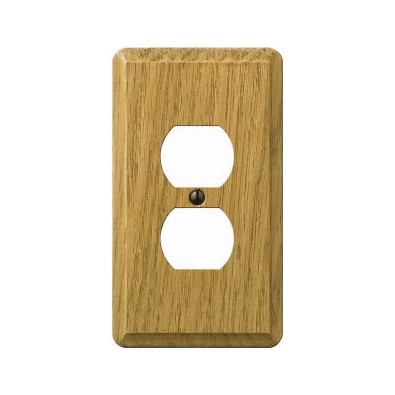 AMERELLE AmerTac Contemporary 901DL Outlet Wallplate, 5-1/4 in L, 3 in W, 1 -Gang, Wood, Light Oak, Screw Mounting