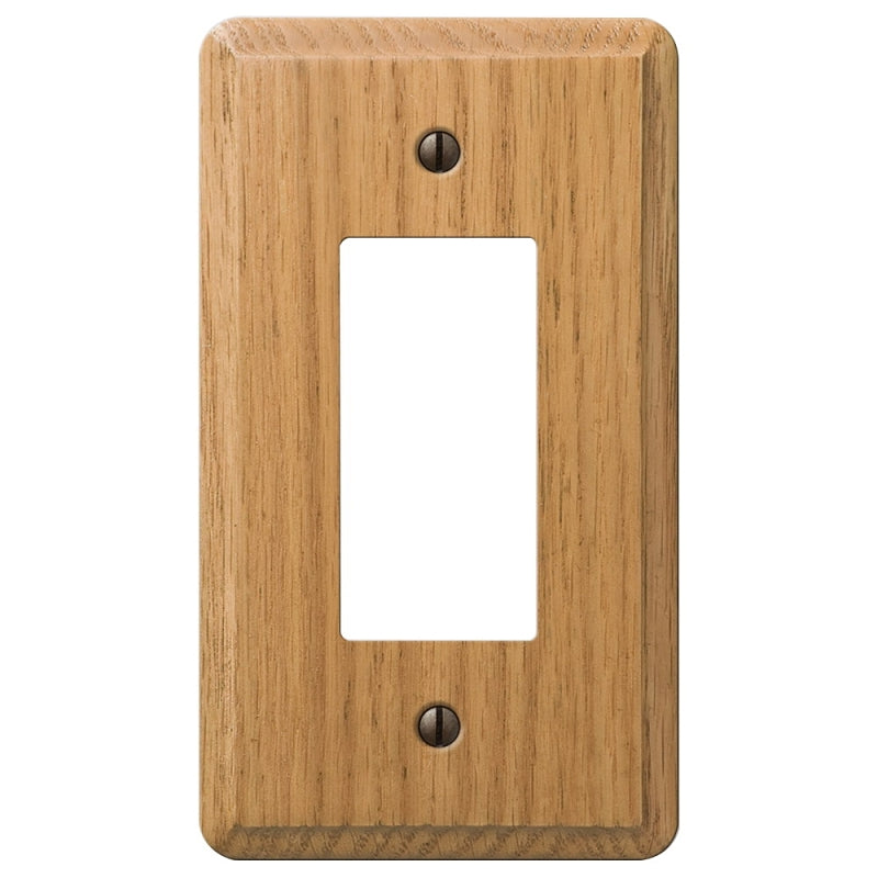 AMERELLE AmerTac Contemporary 901RL Wallplate, 5-1/4 in L, 3 in W, 1 -Gang, Oak Wood, Light Oak