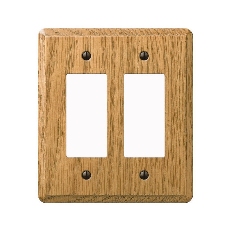 AMERELLE AmerTac Contemporary 901RRL Wallplate, 5-3/8 in L, 4-7/8 in W, 2 -Gang, Oak Wood, Light Oak