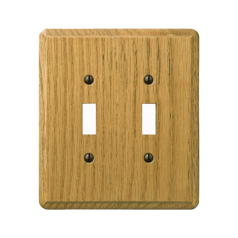 AMERELLE Amerelle Contemporary Series 901TTL Wallplate, 5.36 in L, 4.92 in W, 2-Gang, Oak Wood, Light Oak