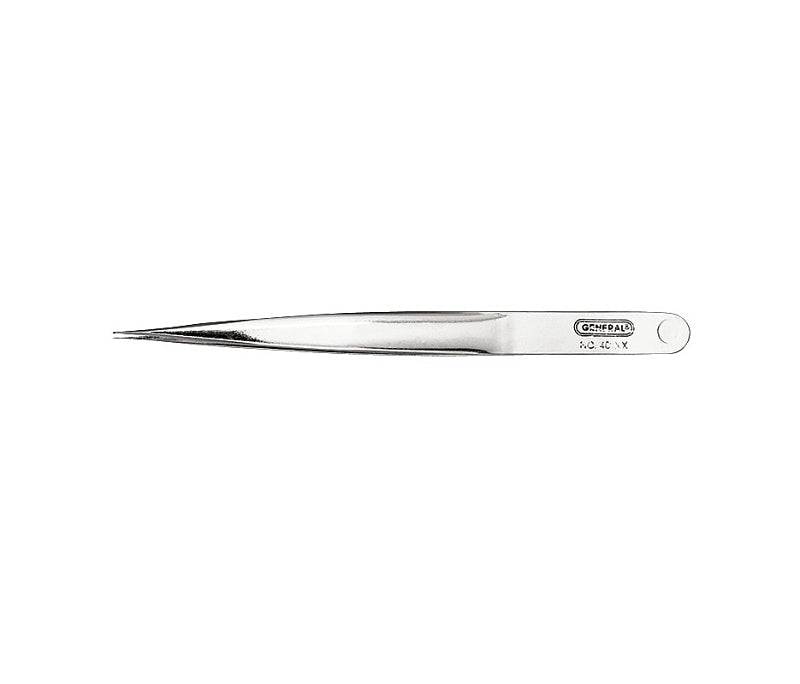 GENERAL General 401XX Industrial Tweezer Set, Strong Sharp Point, Stainless Steel, Nickel, 4-1/2 in OAL TOOLS GENERAL