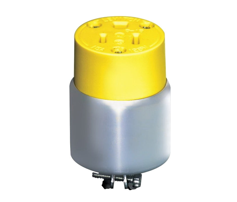 LEVITON Leviton 000-515CA-000 Armored Connector, 2 -Pole, 15 A, 125 V, NEMA: NEMA 5-15R, Yellow