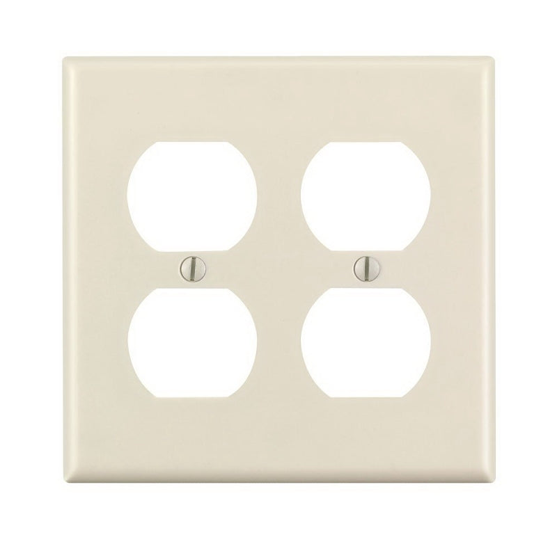 LEVITON Leviton 78016 Receptacle Wallplate, 4-1/2 in L, 4-9/16 in W, 2 -Gang, Thermoset, Light Almond, Smooth