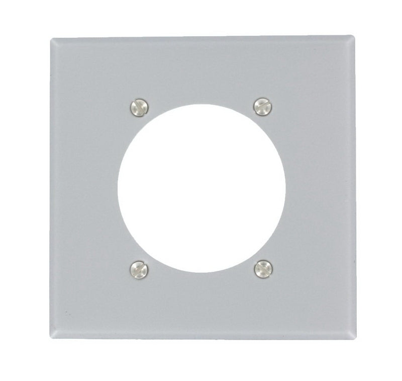 LEVITON Leviton S701-GY Series Single Receptacle Wallplate, Standard-Size, 4-1/2 in L, 4-9/16 in W, 2-Gang, Steel, Aluminum