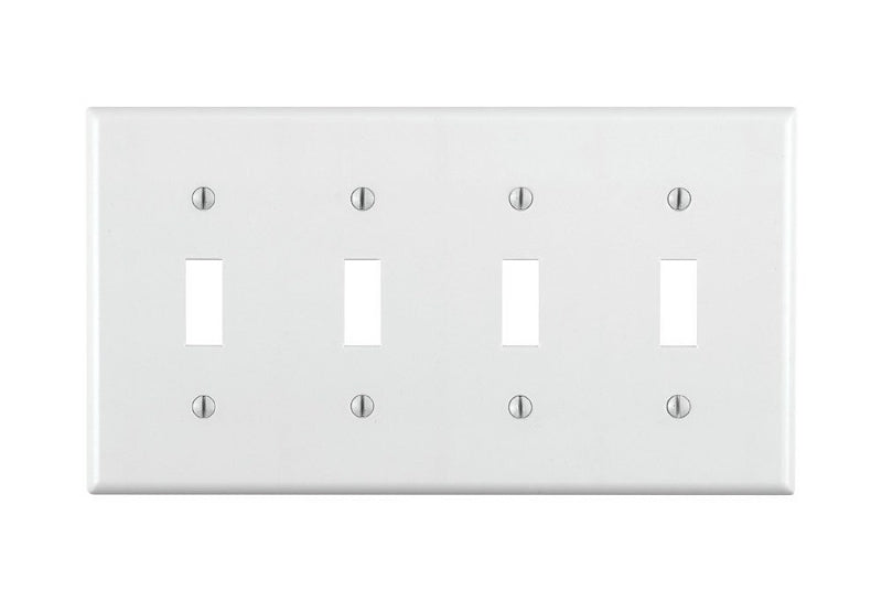 LEVITON Leviton 001-88012-000 Wallplate, 4-1/2 in L, 2-3/4 in W, 4 -Gang, Thermoset, White, Smooth ELECTRICAL LEVITON