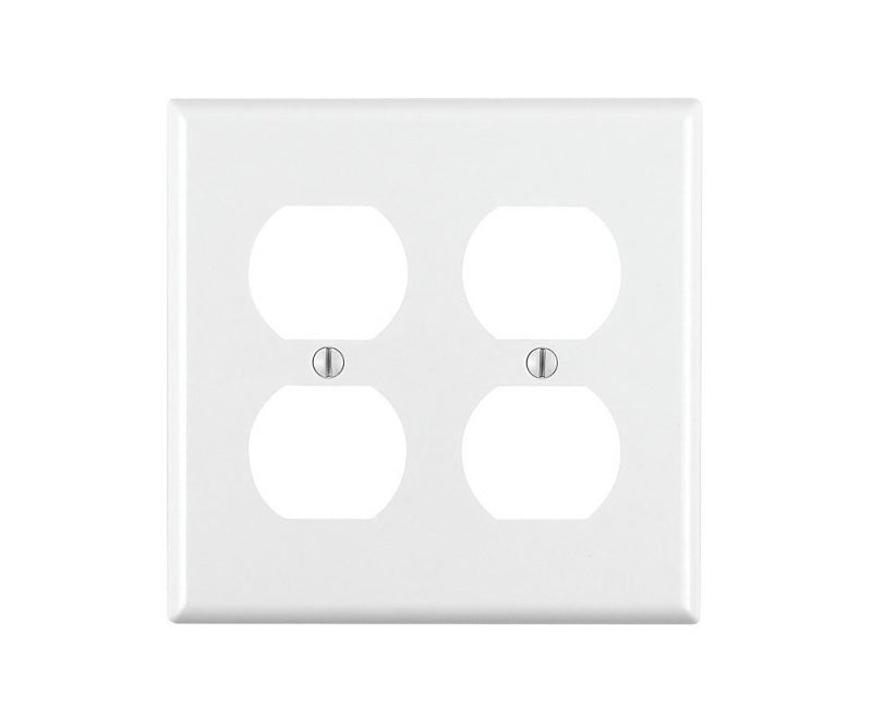 LEVITON Leviton 88016 Receptacle Wallplate, 4-1/2 in L, 4-9/16 in W, 2-Gang, Thermoset Plastic, White, Smooth, Flush ELECTRICAL LEVITON