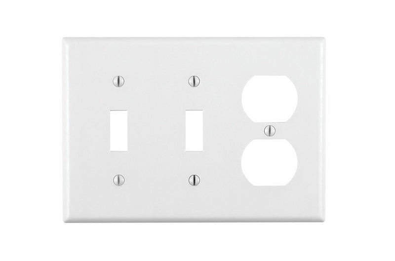 LEVITON Leviton 88021 Combination Wallplate, 4-1/2 in L, 6-3/8 in W, Standard, 3-Gang, Thermoset Plastic, White, Smooth, Flush