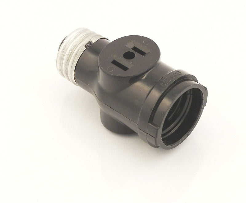 LEVITON Leviton 002-01403-000 Adapter, 660 W, 2-Outlet, Bakelite, Black ELECTRICAL LEVITON