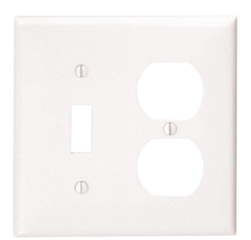 LEVITON Leviton 80705-W Combination Wallplate, 2-Gang, Nylon, White