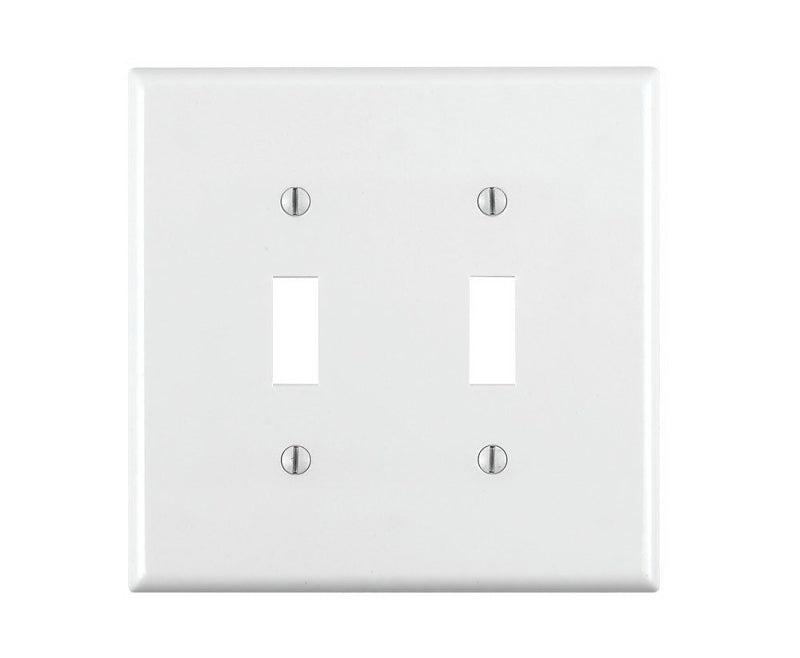 LEVITON Leviton 002-80709-00W Wallplate, 4-1/2 in L, 2-3/4 in W, 2 -Gang, Nylon, White, Smooth