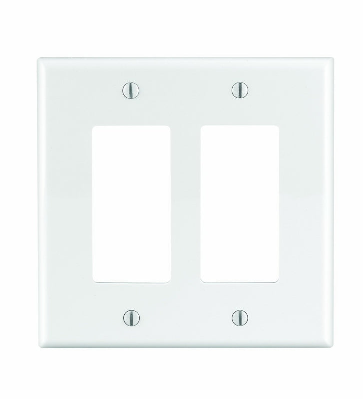 LEVITON Leviton PJ262-W Wallplate, 4.88 in L, 4.94 in W, 2-Gang, Nylon, White ELECTRICAL LEVITON